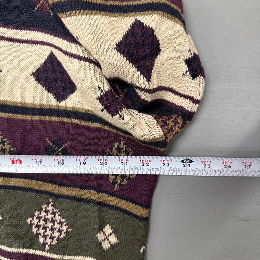 Woods & Gray Sweater Multi-Color Geometric Argyle Knit Retro Cotton Mens Large